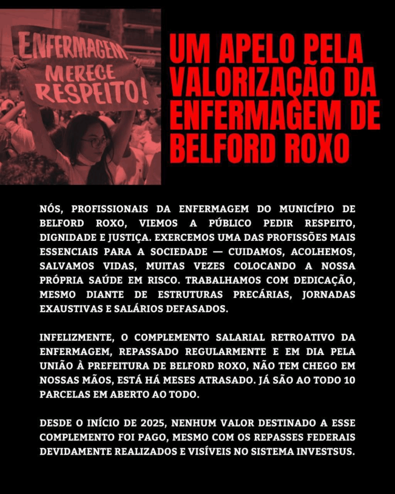 Enfermeiros cobram salário com repasse federal