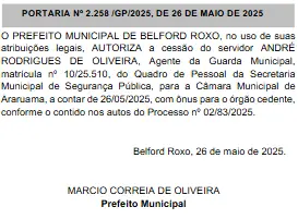 Guarda de Belford Roxo cedido a Araruama