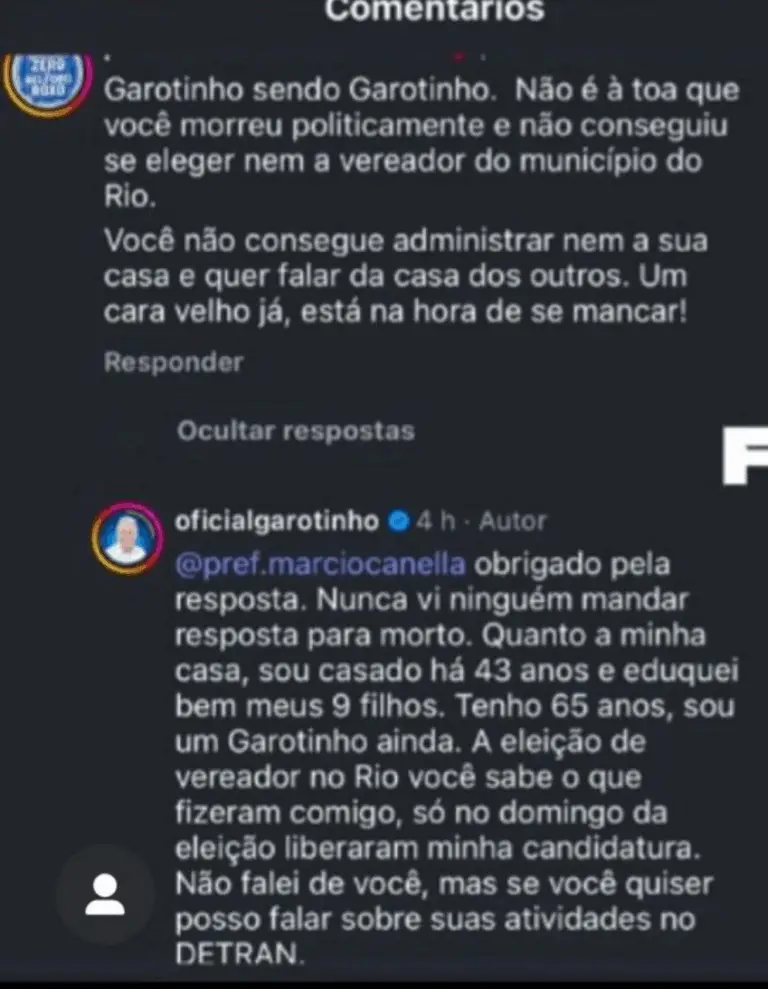 Canella e Garotinho trocam farpas nas redes